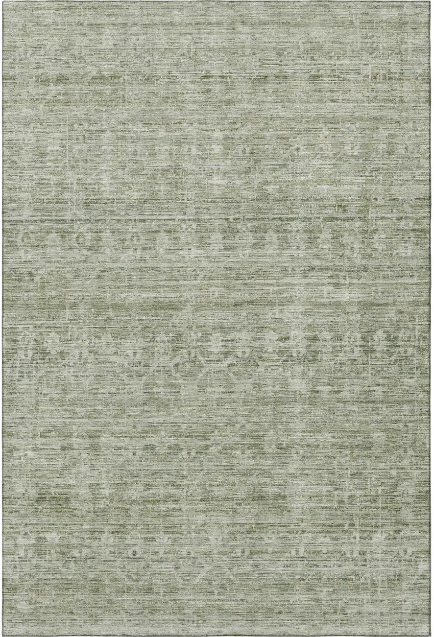 Sage And Beige Striped Washable Area Rug With UV Protection Photo 3