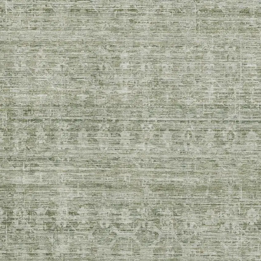 Sage And Beige Striped Washable Area Rug With UV Protection Photo 2