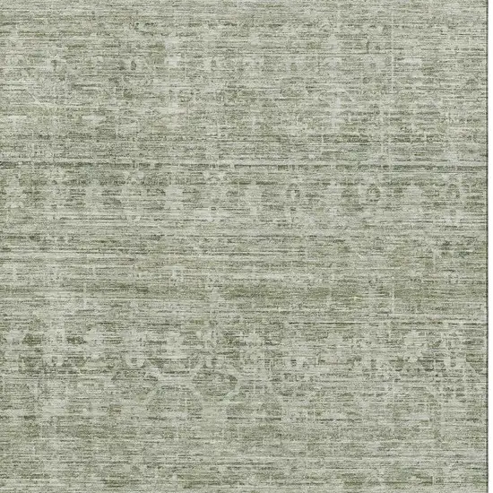 Sage And Beige Striped Washable Area Rug With UV Protection Photo 2