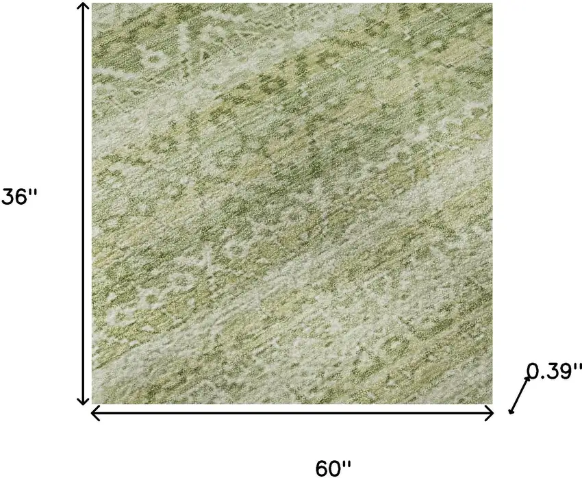 Sage And Beige Striped Washable Area Rug With UV Protection Photo 9