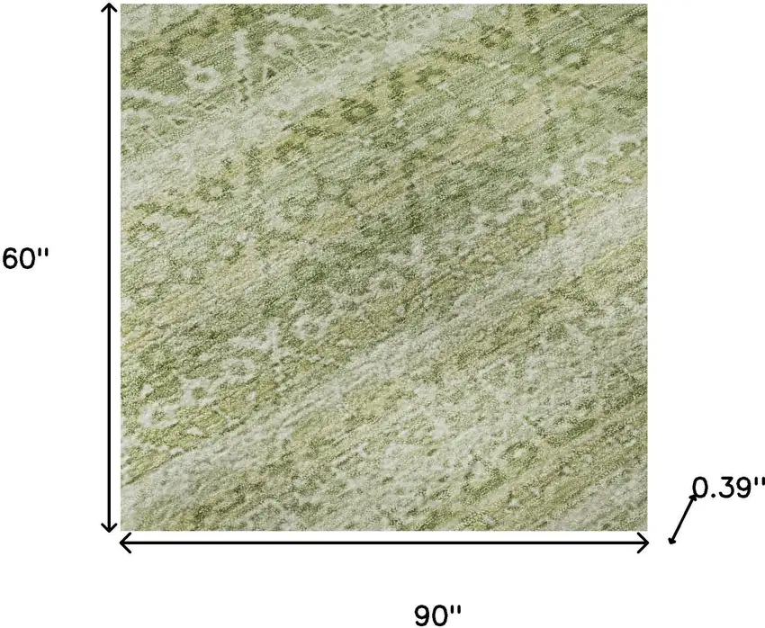 Sage And Beige Striped Washable Area Rug With UV Protection Photo 9