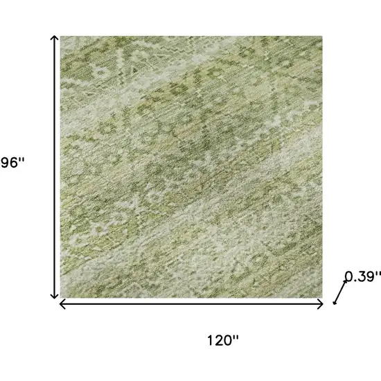 Sage And Beige Striped Washable Area Rug With UV Protection Photo 8