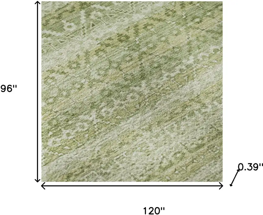 Sage And Beige Striped Washable Area Rug With UV Protection Photo 8