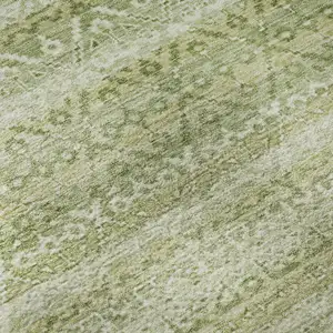 Photo of Sage And Beige Striped Washable Area Rug With UV Protection