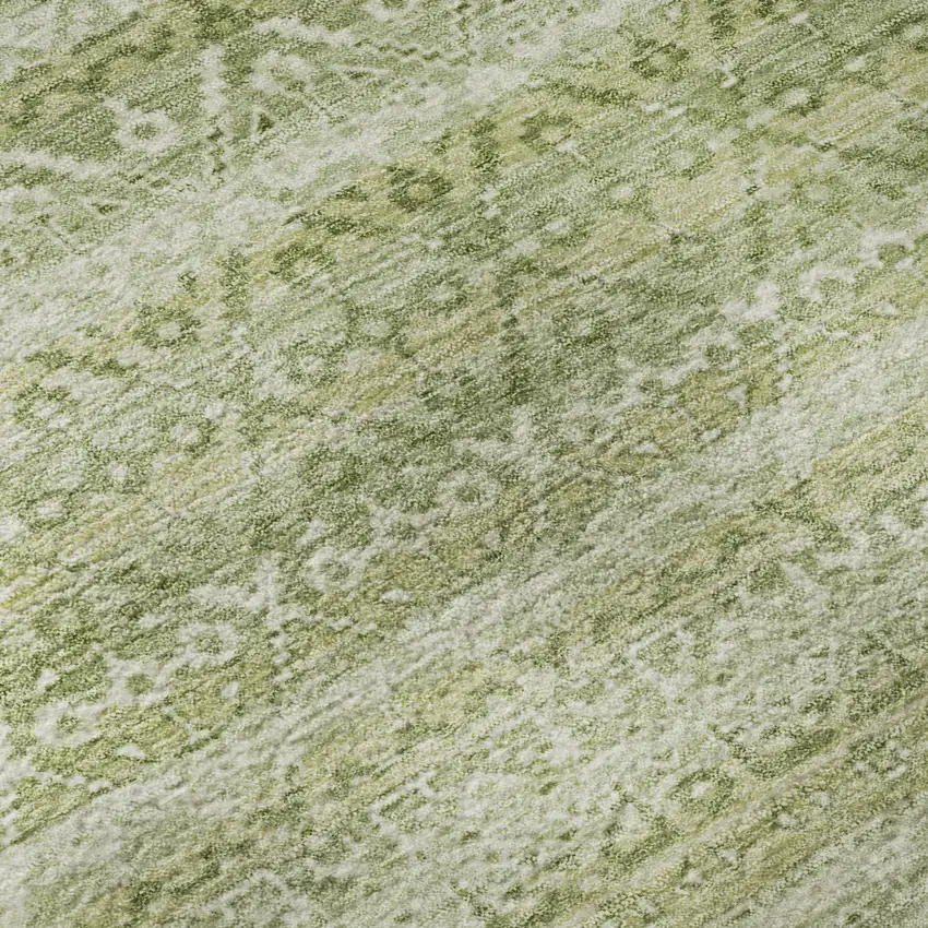 Sage And Beige Striped Washable Area Rug With UV Protection Photo 1