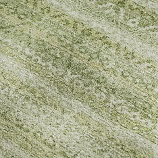 Sage And Beige Striped Washable Area Rug With UV Protection Photo 4