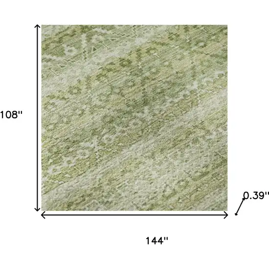 Sage And Beige Striped Washable Area Rug With UV Protection Photo 9