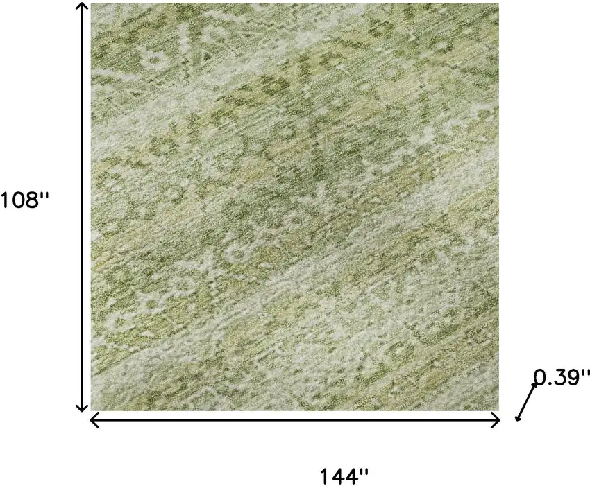 Sage And Beige Striped Washable Area Rug With UV Protection Photo 9