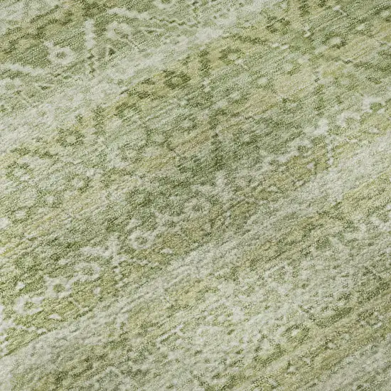 Sage And Beige Striped Washable Area Rug With UV Protection Photo 2