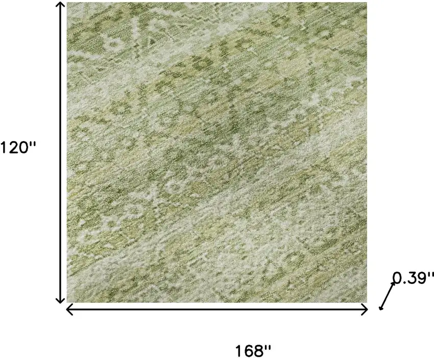 Sage And Beige Striped Washable Area Rug With UV Protection Photo 8