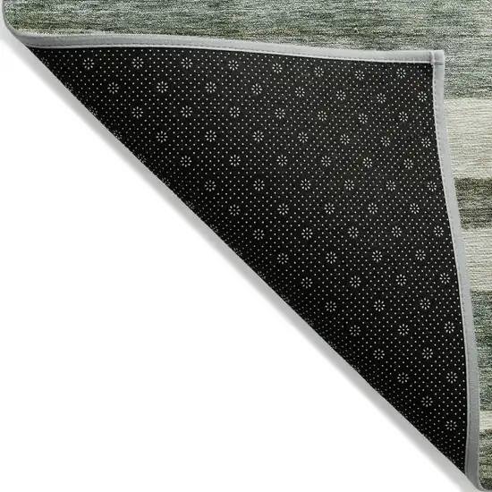 Sage And Beige Striped Washable Indoor Outdoor Area Rug Photo 4