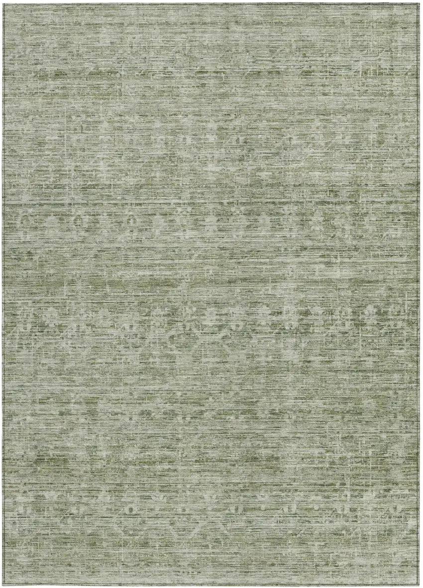 Sage And Beige Striped Washable Indoor Outdoor Area Rug Photo 3