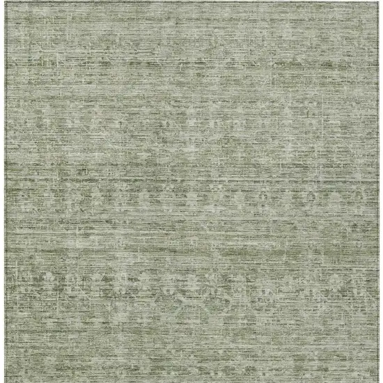 Sage And Beige Striped Washable Indoor Outdoor Area Rug Photo 4