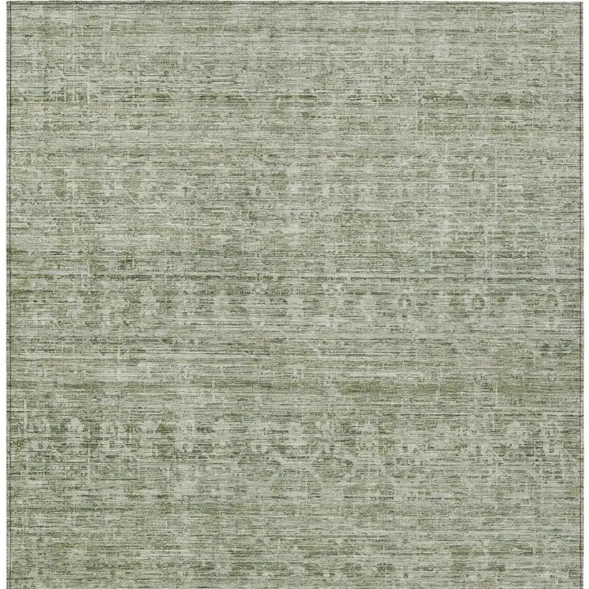 Sage And Beige Striped Washable Indoor Outdoor Area Rug Photo 4