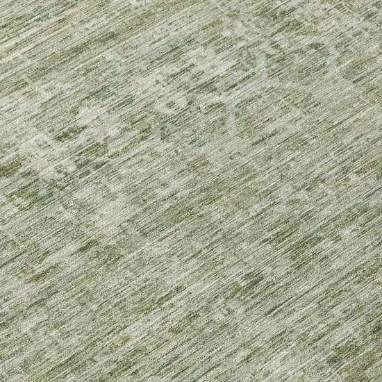 Sage And Beige Striped Washable Indoor Outdoor Area Rug Photo 8