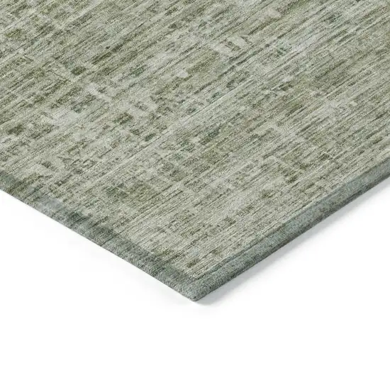 Sage And Beige Striped Washable Indoor Outdoor Area Rug Photo 6