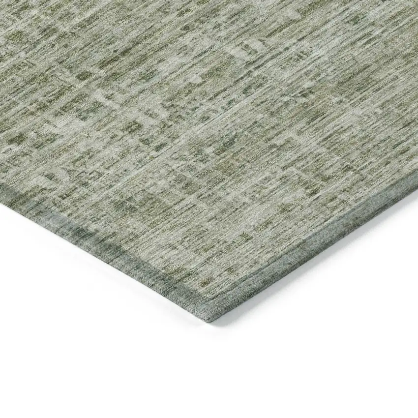 Sage And Beige Striped Washable Indoor Outdoor Area Rug Photo 6