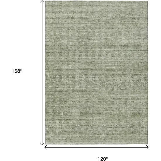Sage And Beige Striped Washable Indoor Outdoor Area Rug Photo 9
