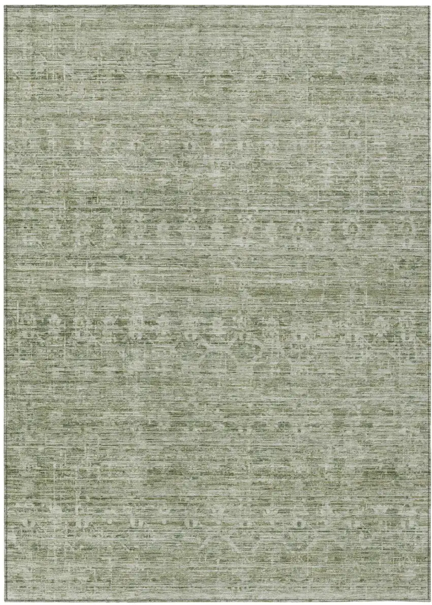 Sage And Beige Striped Washable Indoor Outdoor Area Rug Photo 2