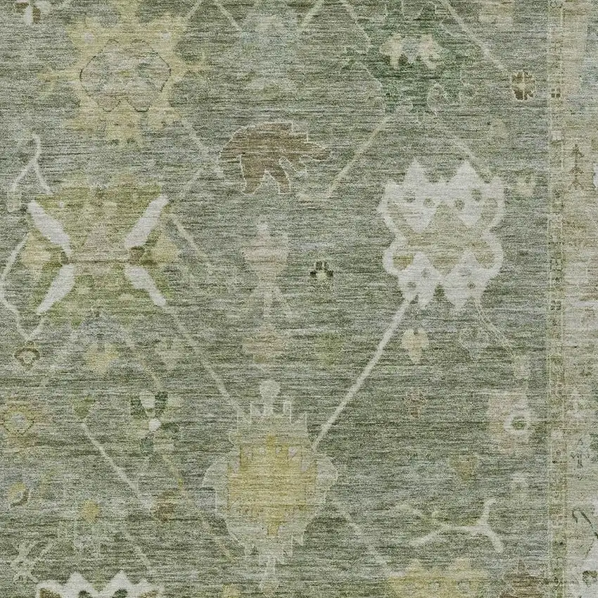 Sage And Beige Tribal Washable Indoor Outdoor Area Rug Photo 3