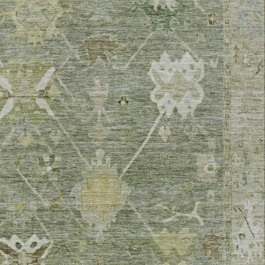 Sage And Beige Tribal Washable Indoor Outdoor Area Rug Photo 4