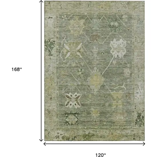 Sage And Beige Tribal Washable Indoor Outdoor Area Rug Photo 9