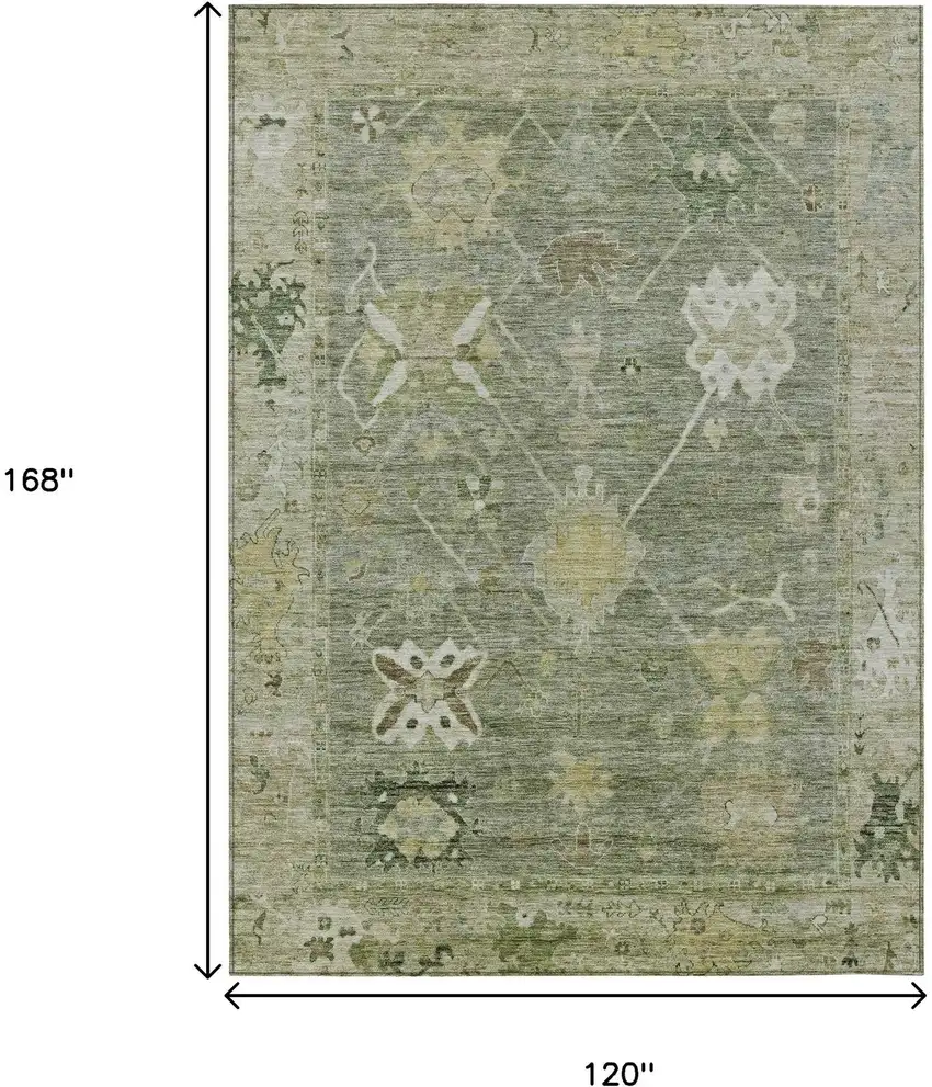 Sage And Beige Tribal Washable Indoor Outdoor Area Rug Photo 9
