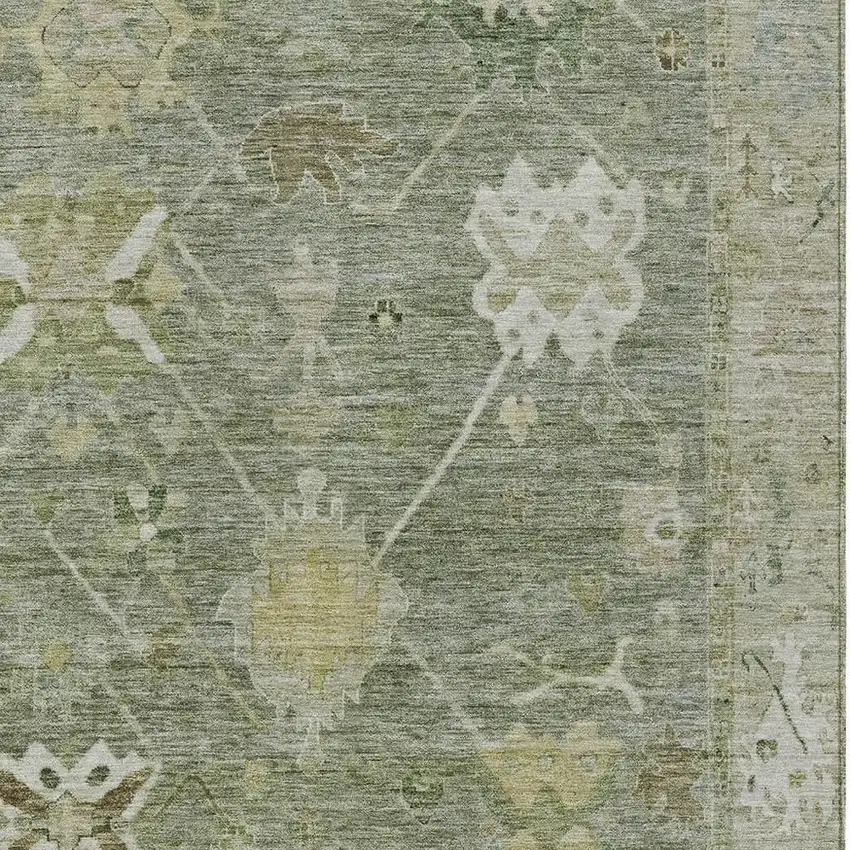 Sage And Beige Tribal Washable Indoor Outdoor Area Rug Photo 7