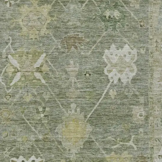 Sage And Beige Tribal Washable Indoor Outdoor Area Rug Photo 4