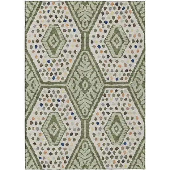 Sage And Beige Tribal Washable Indoor Outdoor Area Rug Photo 8