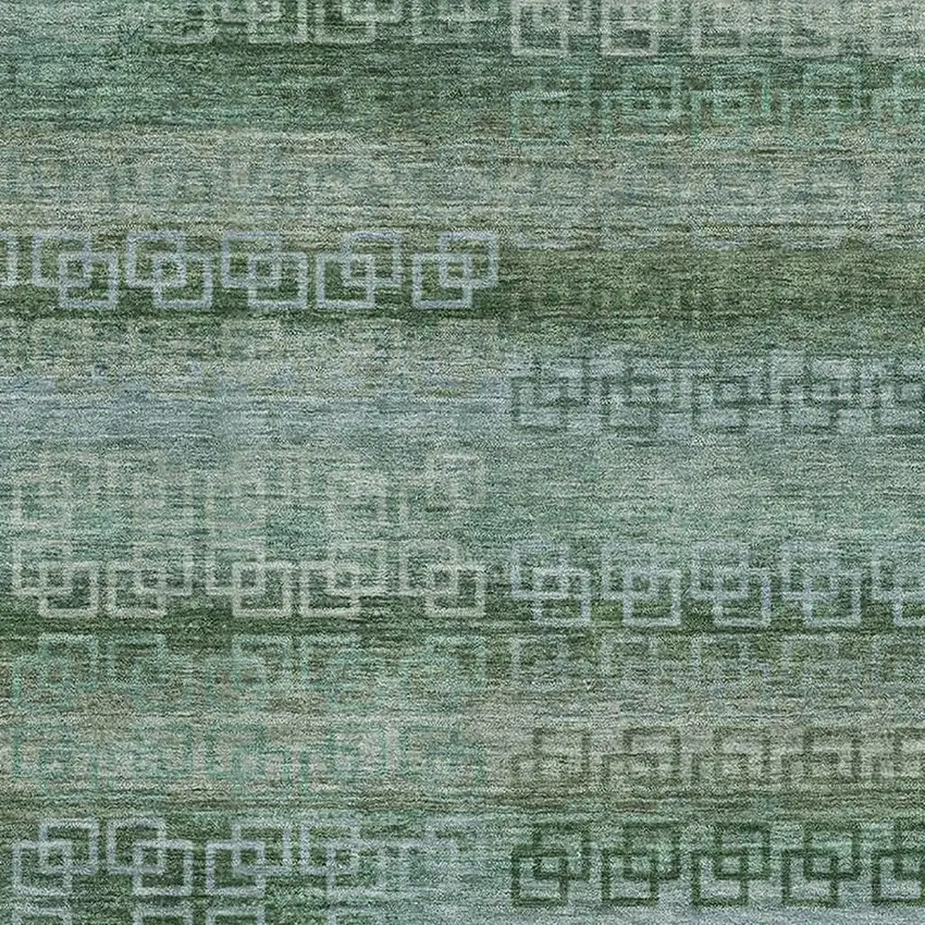 Sage And Blue Striped Washable Area Rug With UV Protection Photo 3