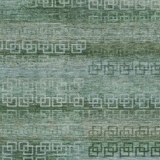 Sage And Blue Striped Washable Area Rug With UV Protection Photo 3