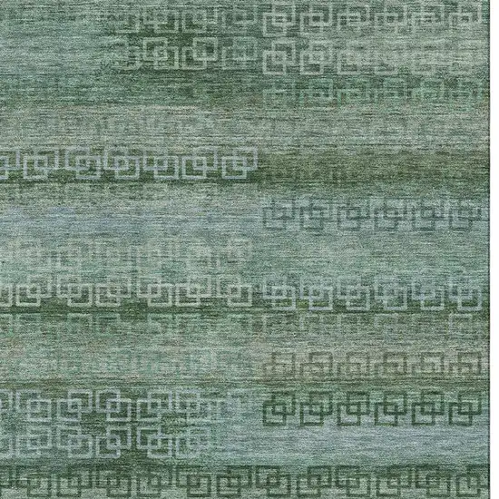 Sage And Blue Striped Washable Area Rug With UV Protection Photo 4