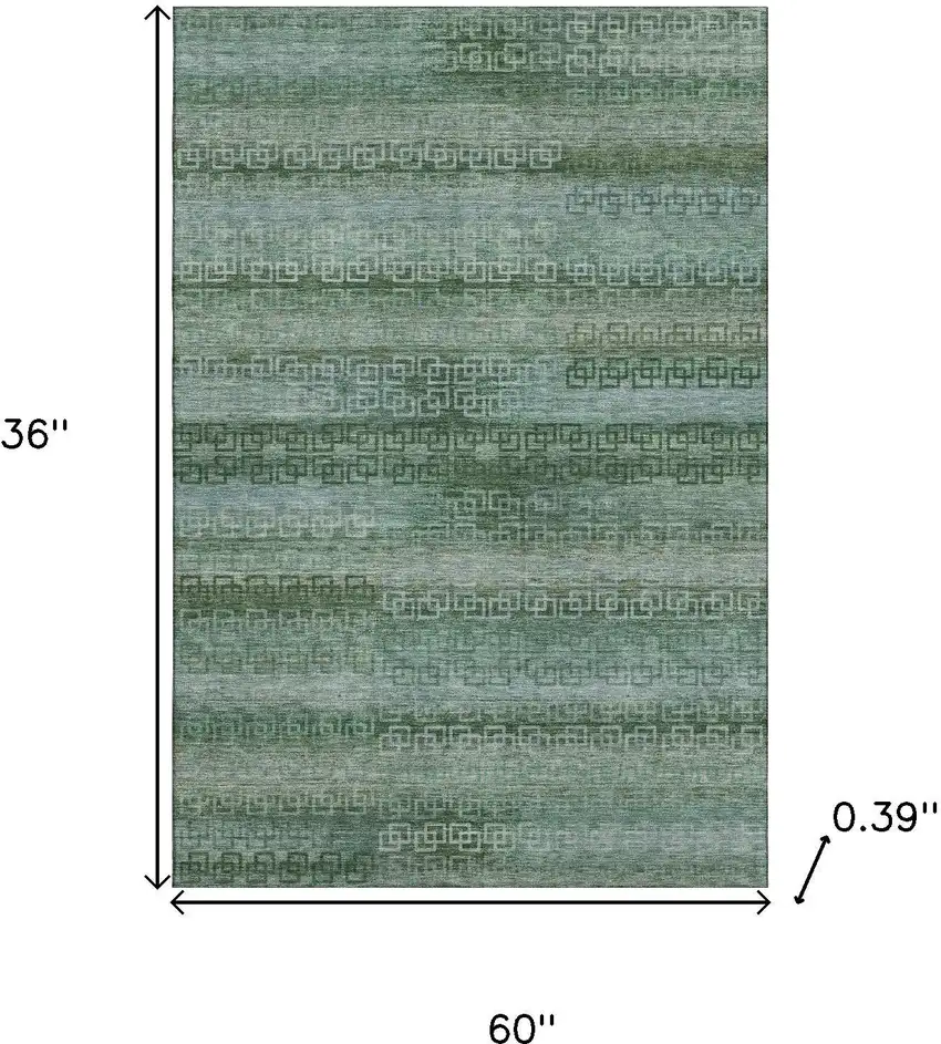 Sage And Blue Striped Washable Area Rug With UV Protection Photo 9