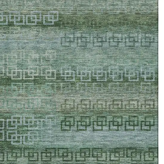 Sage And Blue Striped Washable Area Rug With UV Protection Photo 3