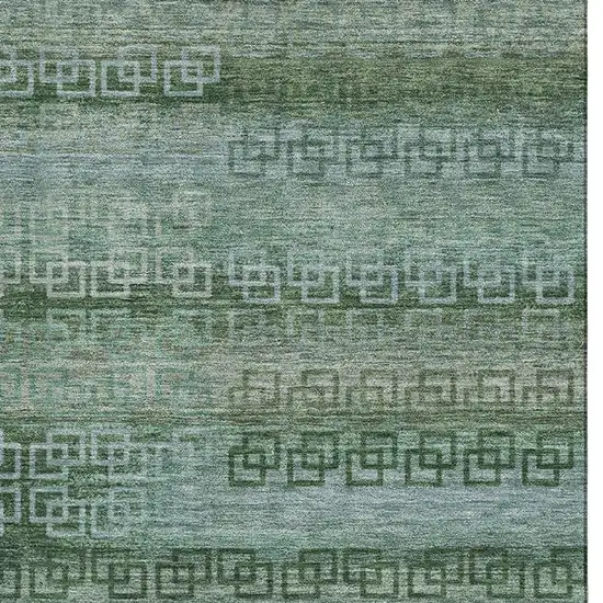 Sage And Blue Striped Washable Area Rug With UV Protection Photo 3