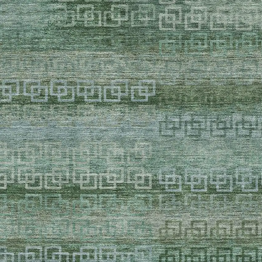 Sage And Blue Striped Washable Area Rug With UV Protection Photo 3