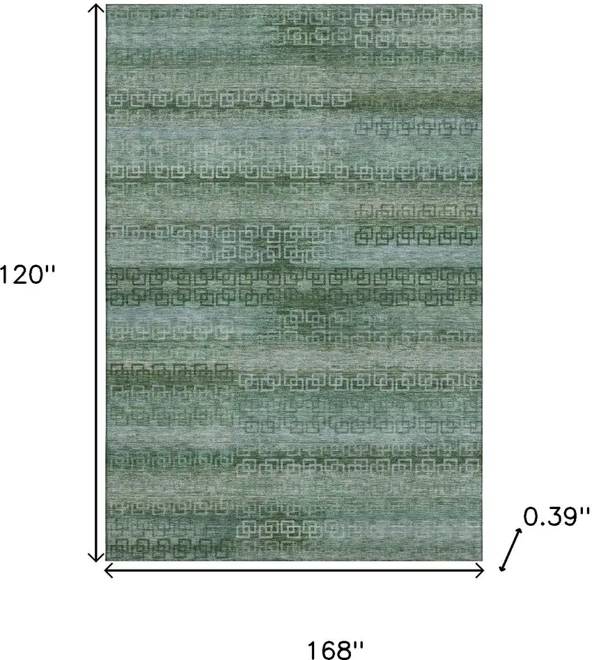 Sage And Blue Striped Washable Area Rug With UV Protection Photo 9