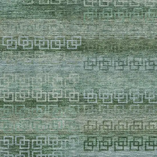 Sage And Blue Striped Washable Area Rug With UV Protection Photo 3