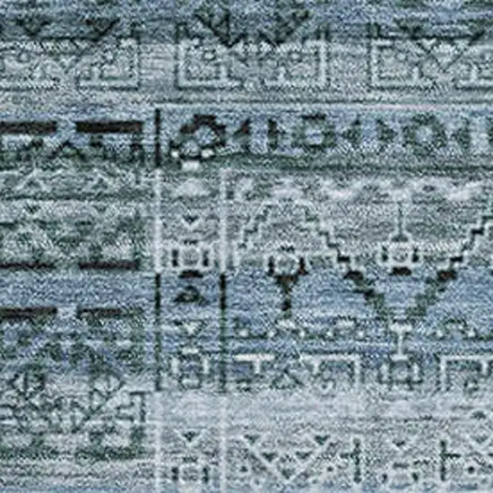 Sage And Blue Striped Washable Area Rug With UV Protection Photo 3