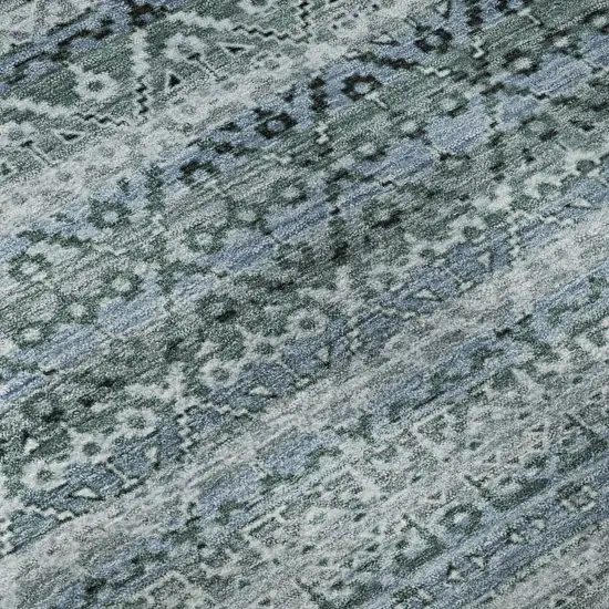 Sage And Blue Striped Washable Area Rug With UV Protection Photo 8