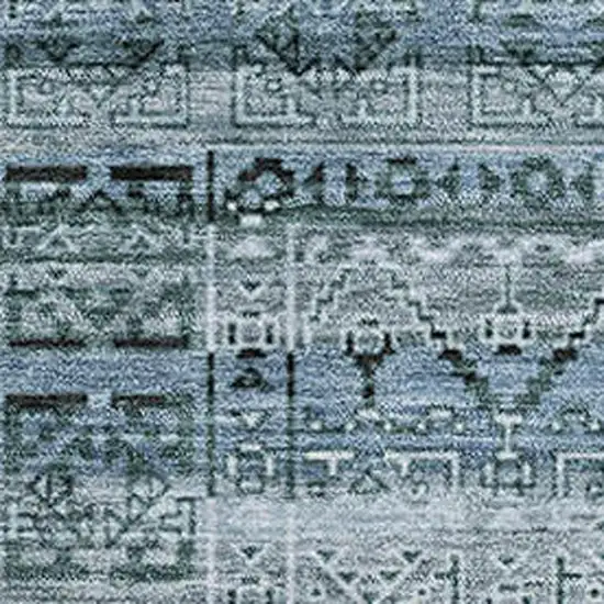 Sage And Blue Striped Washable Area Rug With UV Protection Photo 3