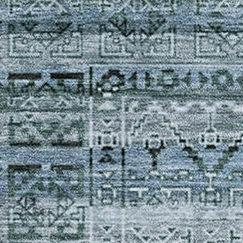 Sage And Blue Striped Washable Area Rug With UV Protection Photo 3