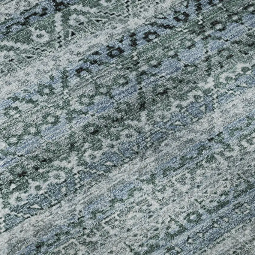 Sage And Blue Striped Washable Area Rug With UV Protection Photo 8