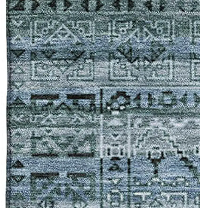 Sage And Blue Striped Washable Area Rug With UV Protection Photo 3