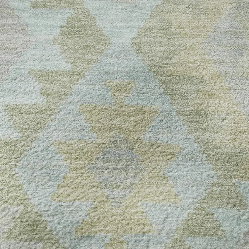 Sage And Blue Tribal Washable Area Rug With UV Protection Photo 8