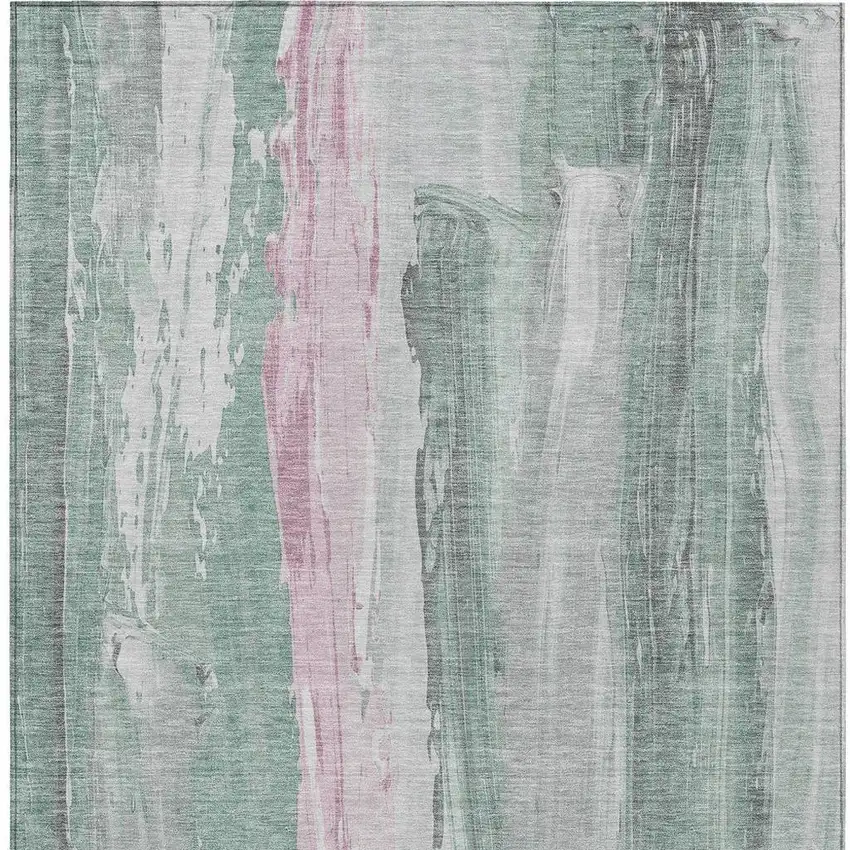 Sage And Blush Abstract Washable Indoor Outdoor Area Rug Photo 4