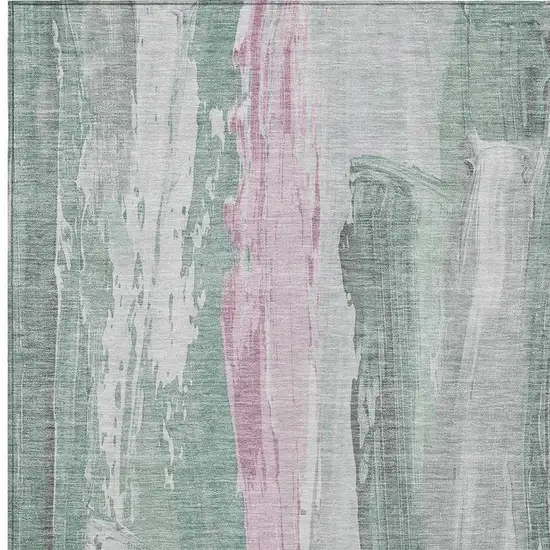Sage And Blush Abstract Washable Indoor Outdoor Area Rug Photo 3