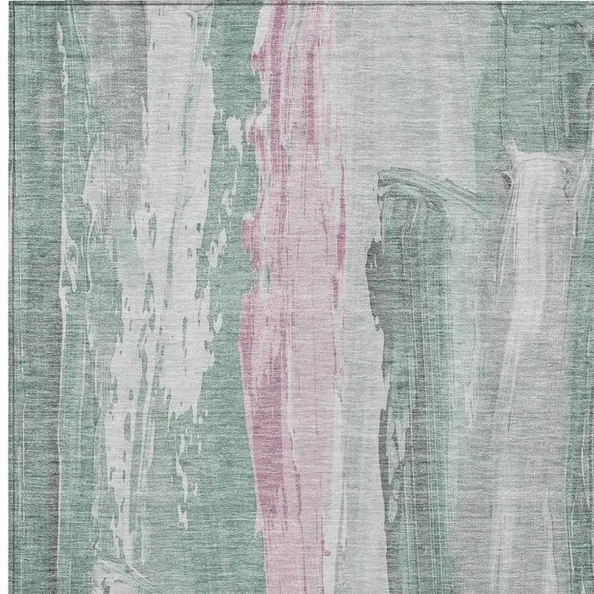 Sage And Blush Abstract Washable Indoor Outdoor Area Rug Photo 3