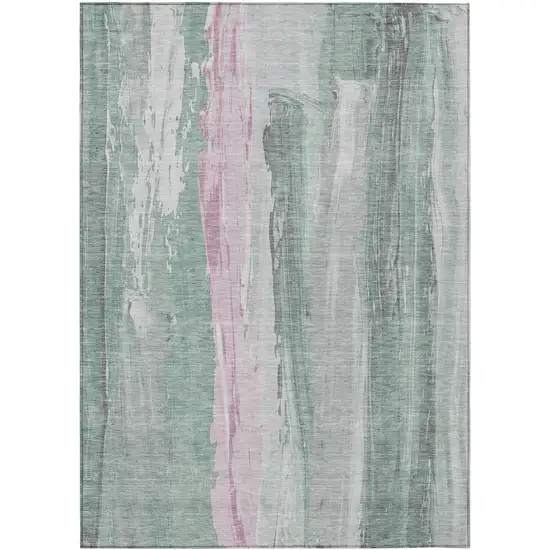 Sage And Blush Abstract Washable Indoor Outdoor Area Rug Photo 1